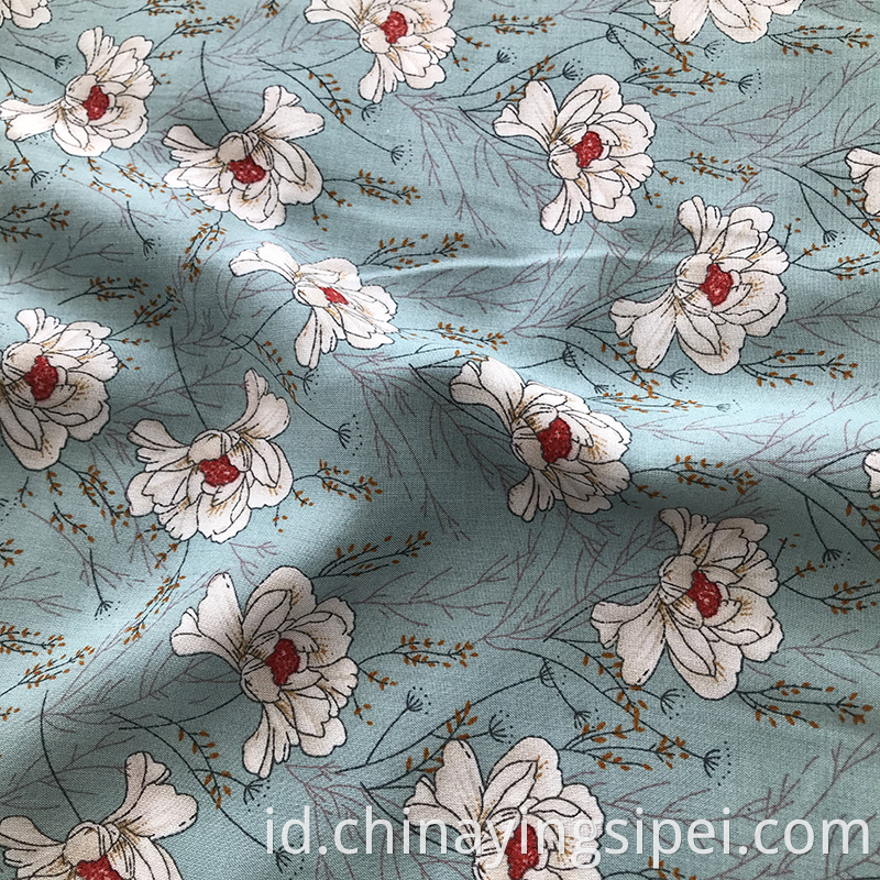 Desain Baru Floral Print Fabric Rayon Fabric Stock Lot in Shaoxing for Dress